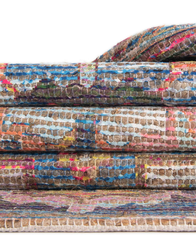 Multicolor 2' 2 x 6' 1 Chenille Jute Runner Area Rug Vintage Distressed Boho All Natural Eco-Friendly Sustainable Carpet for Living Dining Office Dorm Rooms for Sale at Rug Engine
