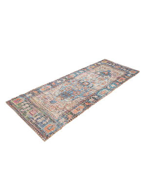 Multicolor 2' 2 x 6' 1 Chenille Jute Runner Area Rug Vintage Distressed Boho All Natural Eco-Friendly Sustainable Carpet for Living Dining Office Dorm Rooms for Sale at Rug Engine
