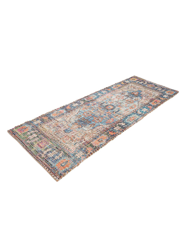 Multicolor 2' 2 x 6' 1 Chenille Jute Runner Area Rug Vintage Distressed Boho All Natural Eco-Friendly Sustainable Carpet for Living Dining Office Dorm Rooms for Sale at Rug Engine