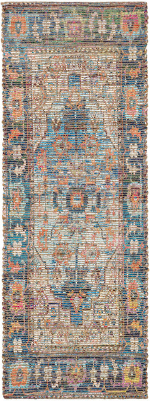 Multicolor 2' 2 x 6' 1 Chenille Jute Runner Area Rug Vintage Distressed Boho All Natural Eco-Friendly Sustainable Carpet for Living Dining Office Dorm Rooms for Sale at Rug Engine