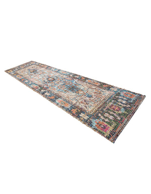 Multicolor 2' 2 x 8' Chenille Jute Runner Area Rug Vintage Distressed Boho All Natural Eco-Friendly Sustainable Carpet for Living Dining Office Dorm Rooms for Sale at Rug Engine