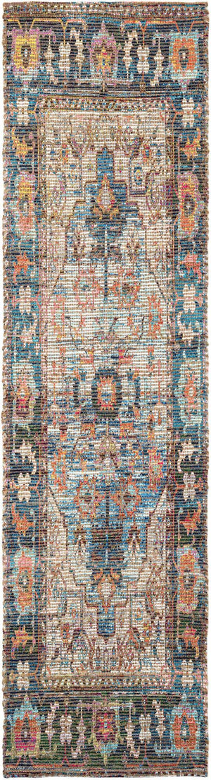 Multicolor 2' 2 x 8' Chenille Jute Runner Area Rug Vintage Distressed Boho All Natural Eco-Friendly Sustainable Carpet for Living Dining Office Dorm Rooms for Sale at Rug Engine