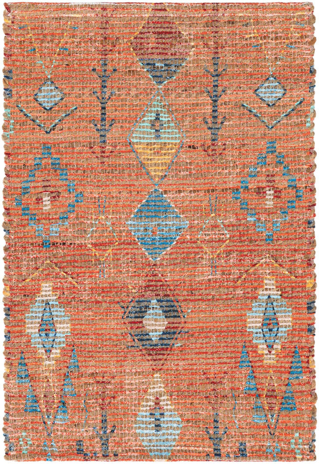 Rust Red 2' x 3' 1 Chenille Jute Rectangle Area Rug Vintage Distressed Boho All Natural Eco-Friendly Sustainable Carpet for Living Dining Office Dorm Rooms for Sale at Rug Engine