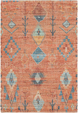 Rust Red 4' 1 x 6' 1 Chenille Jute Rectangle Area Rug Vintage Distressed Boho All Natural Eco-Friendly Sustainable Carpet for Living Dining Office Dorm Rooms for Sale at Rug Engine