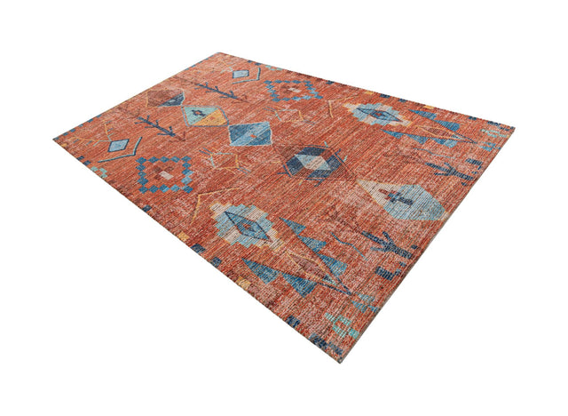 Rust Red 5' 1 x 8' Chenille Jute Rectangle Area Rug Vintage Distressed Boho All Natural Eco-Friendly Sustainable Carpet for Living Dining Office Dorm Rooms for Sale at Rug Engine