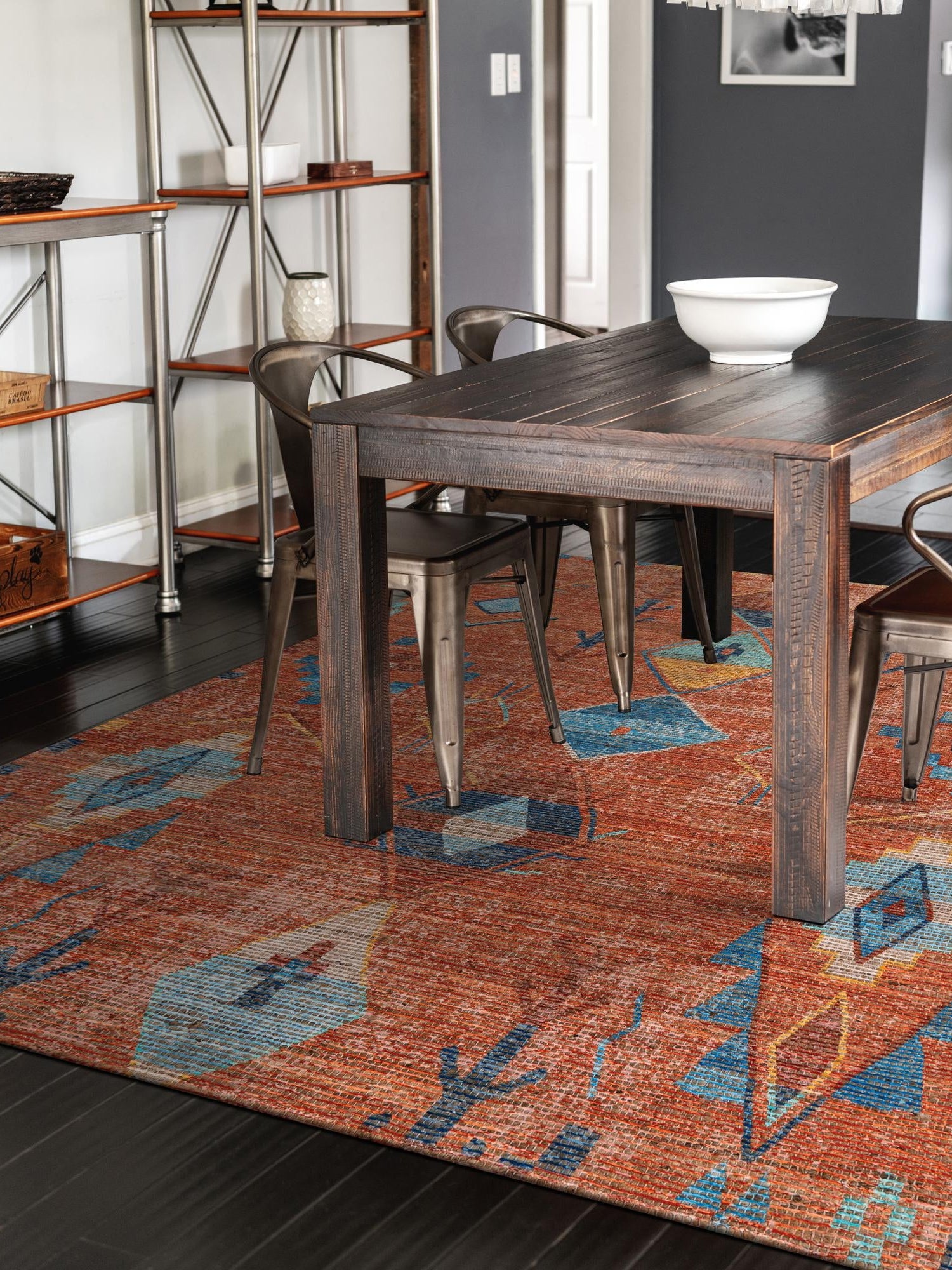 Rust Red 7' 10 x 10' Chenille Jute Rectangle Area Rug Vintage Distressed Boho All Natural Eco-Friendly Sustainable Carpet for Living Dining Office Dorm Rooms for Sale at Rug Engine
