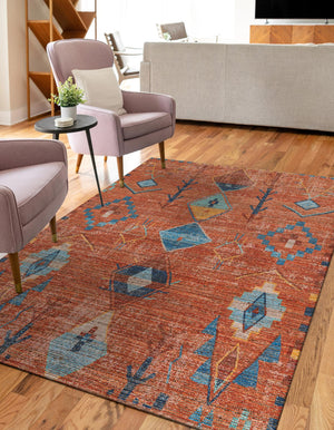 Rust Red 2' x 3' 1 Chenille Jute Rectangle Area Rug Vintage Distressed Boho All Natural Eco-Friendly Sustainable Carpet for Living Dining Office Dorm Rooms for Sale at Rug Engine
