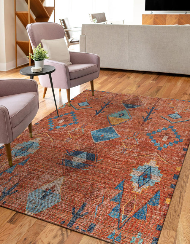 Rust Red 2' x 3' 1 Chenille Jute Rectangle Area Rug Vintage Distressed Boho All Natural Eco-Friendly Sustainable Carpet for Living Dining Office Dorm Rooms for Sale at Rug Engine