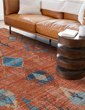 Rust Red 9' x 12' Chenille Jute Rectangle Area Rug Vintage Distressed Boho All Natural Eco-Friendly Sustainable Carpet for Living Dining Office Dorm Rooms for Sale at Rug Engine