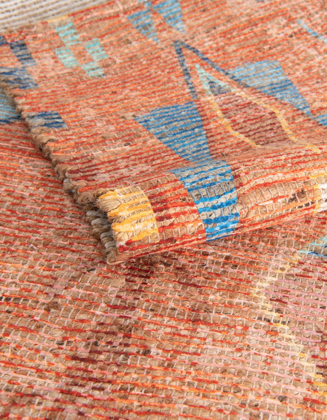 Rust Red 5' 1 x 8' Chenille Jute Rectangle Area Rug Vintage Distressed Boho All Natural Eco-Friendly Sustainable Carpet for Living Dining Office Dorm Rooms for Sale at Rug Engine