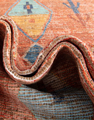Rust Red 5' 1 x 8' Chenille Jute Rectangle Area Rug Vintage Distressed Boho All Natural Eco-Friendly Sustainable Carpet for Living Dining Office Dorm Rooms for Sale at Rug Engine