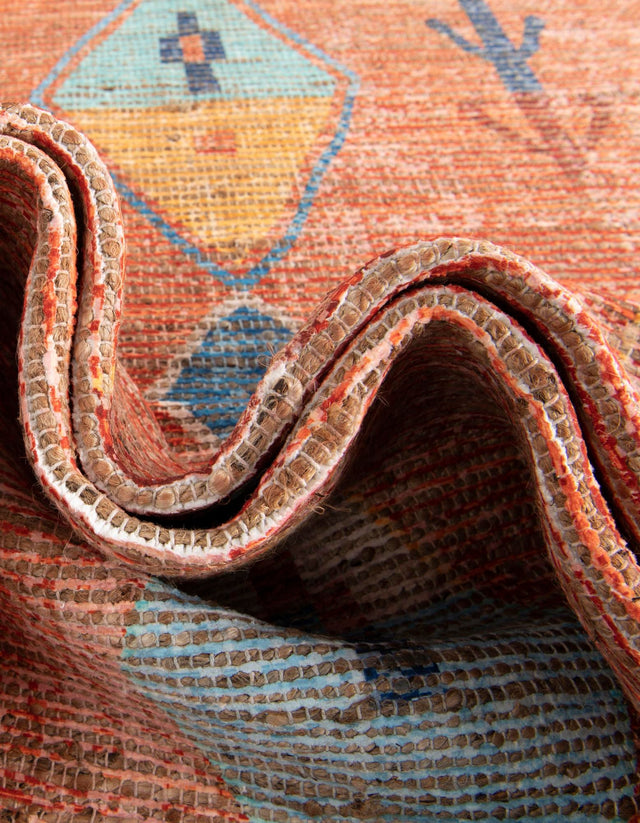 Rust Red 5' 1 x 8' Chenille Jute Rectangle Area Rug Vintage Distressed Boho All Natural Eco-Friendly Sustainable Carpet for Living Dining Office Dorm Rooms for Sale at Rug Engine