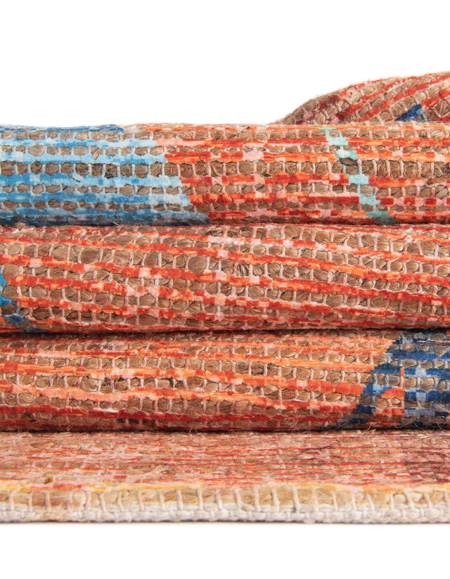 Rust Red 5' 1 x 8' Chenille Jute Rectangle Area Rug Vintage Distressed Boho All Natural Eco-Friendly Sustainable Carpet for Living Dining Office Dorm Rooms for Sale at Rug Engine