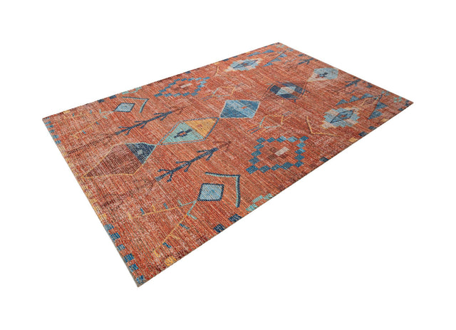 Rust Red 5' 1 x 8' Chenille Jute Rectangle Area Rug Vintage Distressed Boho All Natural Eco-Friendly Sustainable Carpet for Living Dining Office Dorm Rooms for Sale at Rug Engine