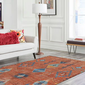 Rust Red 5' 1 x 8' Chenille Jute Rectangle Area Rug Vintage Distressed Boho All Natural Eco-Friendly Sustainable Carpet for Living Dining Office Dorm Rooms for Sale at Rug Engine