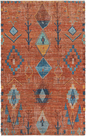Rust Red 5' 1 x 8' Chenille Jute Rectangle Area Rug Vintage Distressed Boho All Natural Eco-Friendly Sustainable Carpet for Living Dining Office Dorm Rooms for Sale at Rug Engine