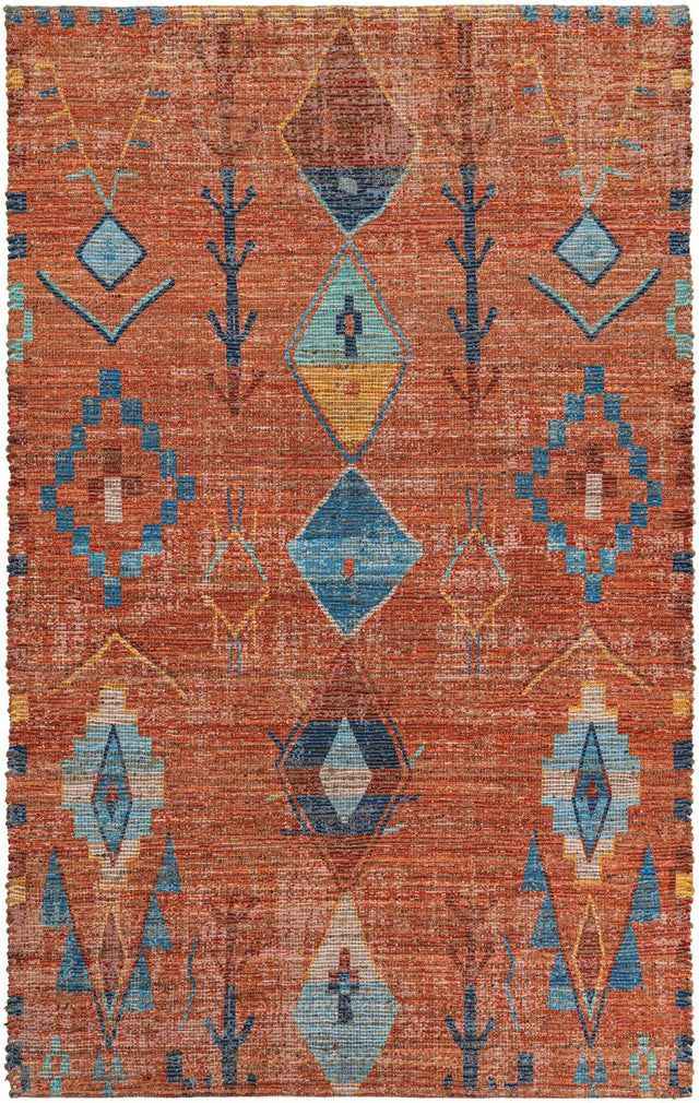 Rust Red 5' 1 x 8' Chenille Jute Rectangle Area Rug Vintage Distressed Boho All Natural Eco-Friendly Sustainable Carpet for Living Dining Office Dorm Rooms for Sale at Rug Engine