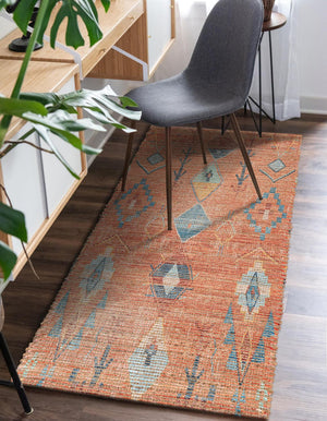 Rust Red 2' 2 x 6' 1 Chenille Jute Runner Area Rug Vintage Distressed Boho All Natural Eco-Friendly Sustainable Carpet for Living Dining Office Dorm Rooms for Sale at Rug Engine
