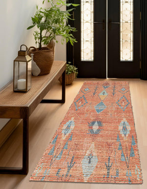 Rust Red 2' 2 x 6' 1 Chenille Jute Runner Area Rug Vintage Distressed Boho All Natural Eco-Friendly Sustainable Carpet for Living Dining Office Dorm Rooms for Sale at Rug Engine