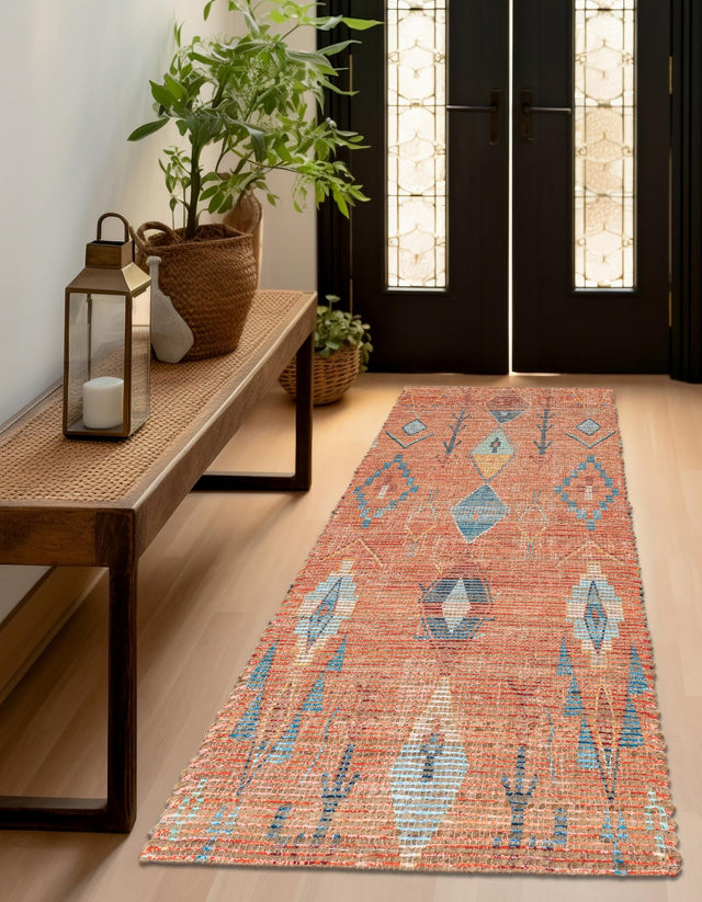 Rust Red 2' 2 x 8' Chenille Jute Runner Area Rug Vintage Distressed Boho All Natural Eco-Friendly Sustainable Carpet for Living Dining Office Dorm Rooms for Sale at Rug Engine