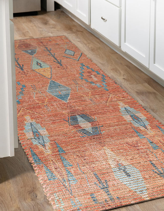 Rust Red 2' 2 x 6' 1 Chenille Jute Runner Area Rug Vintage Distressed Boho All Natural Eco-Friendly Sustainable Carpet for Living Dining Office Dorm Rooms for Sale at Rug Engine