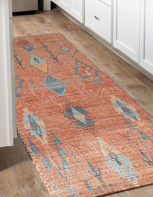 Rust Red 2' 2 x 8' Chenille Jute Runner Area Rug Vintage Distressed Boho All Natural Eco-Friendly Sustainable Carpet for Living Dining Office Dorm Rooms for Sale at Rug Engine