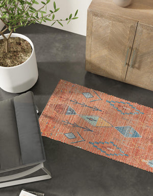 Rust Red 2' 2 x 6' 1 Chenille Jute Runner Area Rug Vintage Distressed Boho All Natural Eco-Friendly Sustainable Carpet for Living Dining Office Dorm Rooms for Sale at Rug Engine