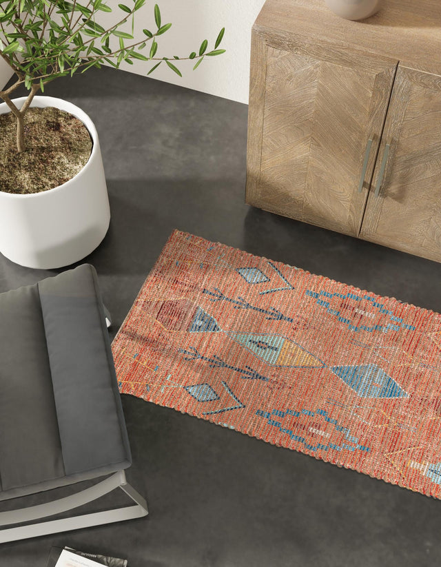 Rust Red 2' 2 x 8' Chenille Jute Runner Area Rug Vintage Distressed Boho All Natural Eco-Friendly Sustainable Carpet for Living Dining Office Dorm Rooms for Sale at Rug Engine