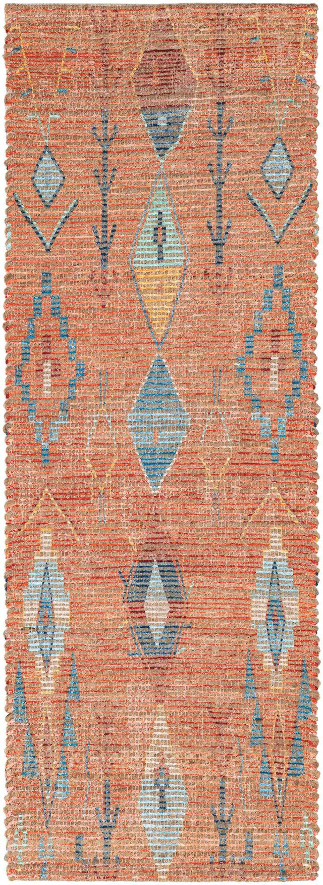 Rust Red 2' 2 x 6' 1 Chenille Jute Runner Area Rug Vintage Distressed Boho All Natural Eco-Friendly Sustainable Carpet for Living Dining Office Dorm Rooms for Sale at Rug Engine