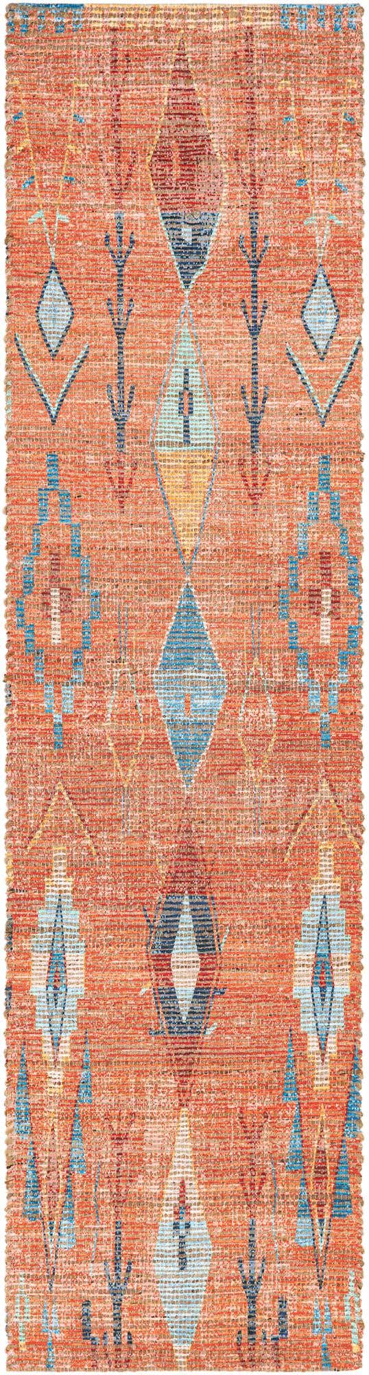 Rust Red 2' 2 x 8' Chenille Jute Runner Area Rug Vintage Distressed Boho All Natural Eco-Friendly Sustainable Carpet for Living Dining Office Dorm Rooms for Sale at Rug Engine