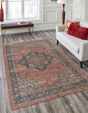 Antique Red 7' 10 x 10' Chenille Jute Rectangle Area Rug Vintage Distressed Boho All Natural Eco-Friendly Sustainable Carpet for Living Dining Office Dorm Rooms for Sale at Rug Engine