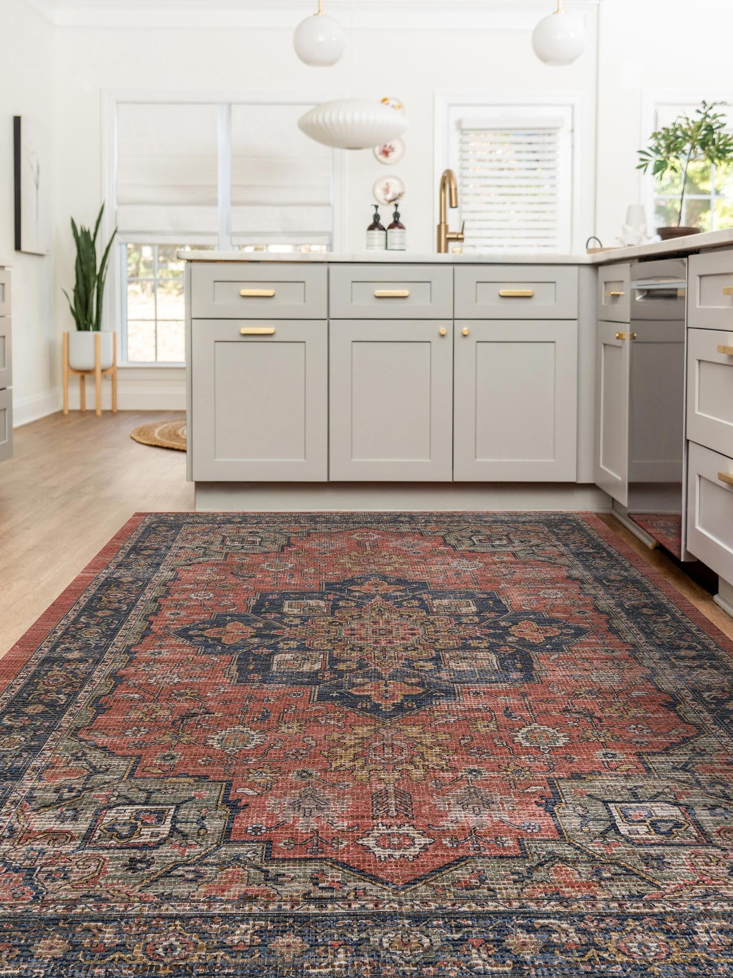Antique Red 4' 1 x 6' 1 Chenille Jute Rectangle Area Rug Vintage Distressed Boho All Natural Eco-Friendly Sustainable Carpet for Living Dining Office Dorm Rooms for Sale at Rug Engine