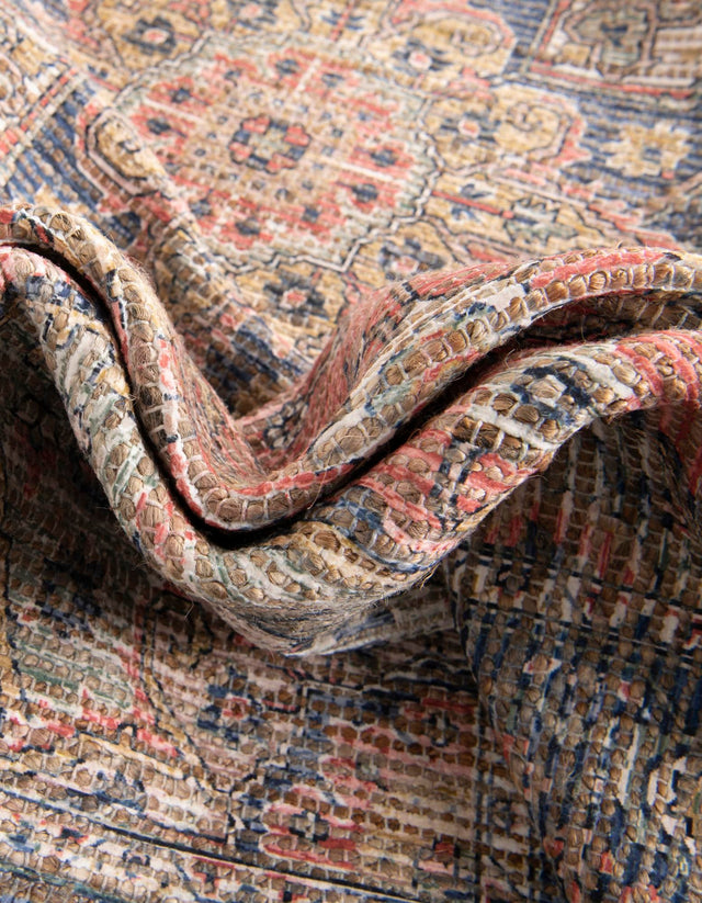Antique Red 7' 10 x 10' Chenille Jute Rectangle Area Rug Vintage Distressed Boho All Natural Eco-Friendly Sustainable Carpet for Living Dining Office Dorm Rooms for Sale at Rug Engine