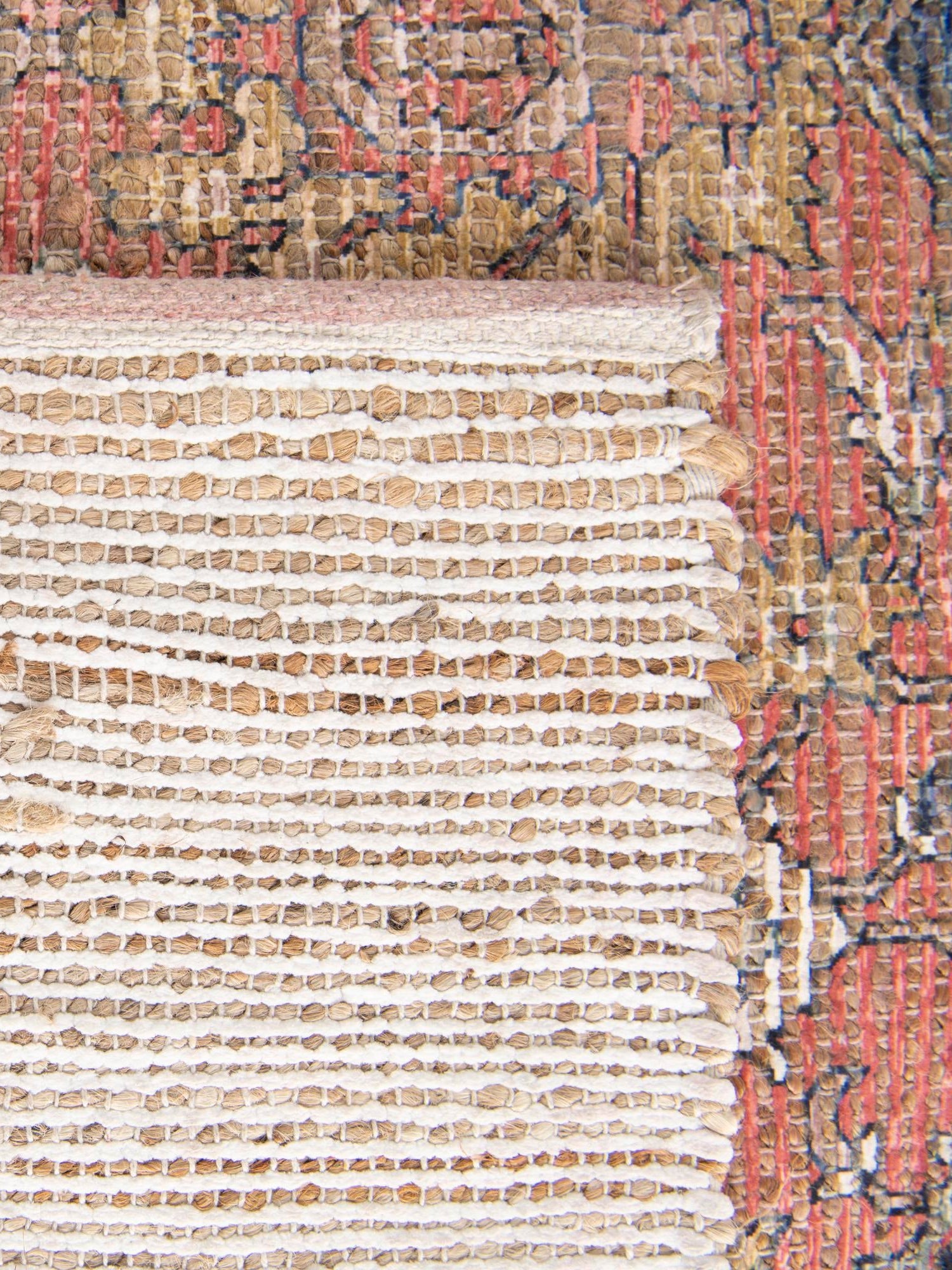 Antique Red 7' 10 x 10' Chenille Jute Rectangle Area Rug Vintage Distressed Boho All Natural Eco-Friendly Sustainable Carpet for Living Dining Office Dorm Rooms for Sale at Rug Engine