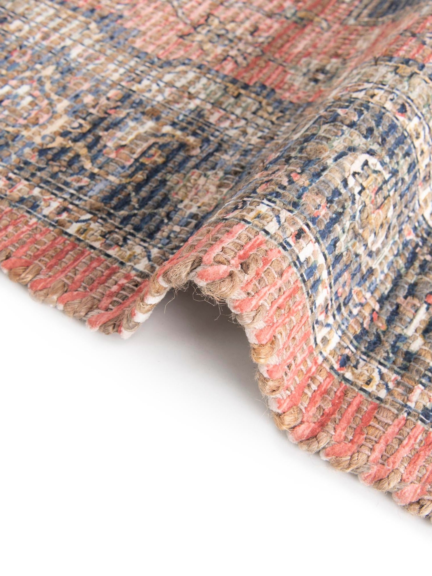 Antique Red 7' 10 x 10' Chenille Jute Rectangle Area Rug Vintage Distressed Boho All Natural Eco-Friendly Sustainable Carpet for Living Dining Office Dorm Rooms for Sale at Rug Engine