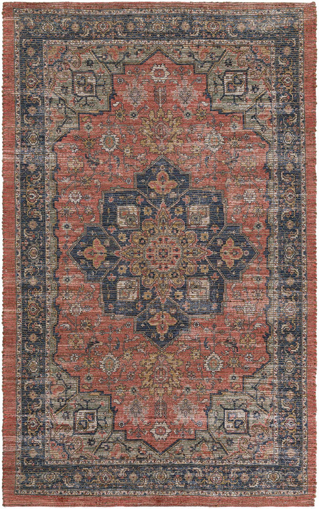 Antique Red 5' 1 x 8' Chenille Jute Rectangle Area Rug Vintage Distressed Boho All Natural Eco-Friendly Sustainable Carpet for Living Dining Office Dorm Rooms for Sale at Rug Engine