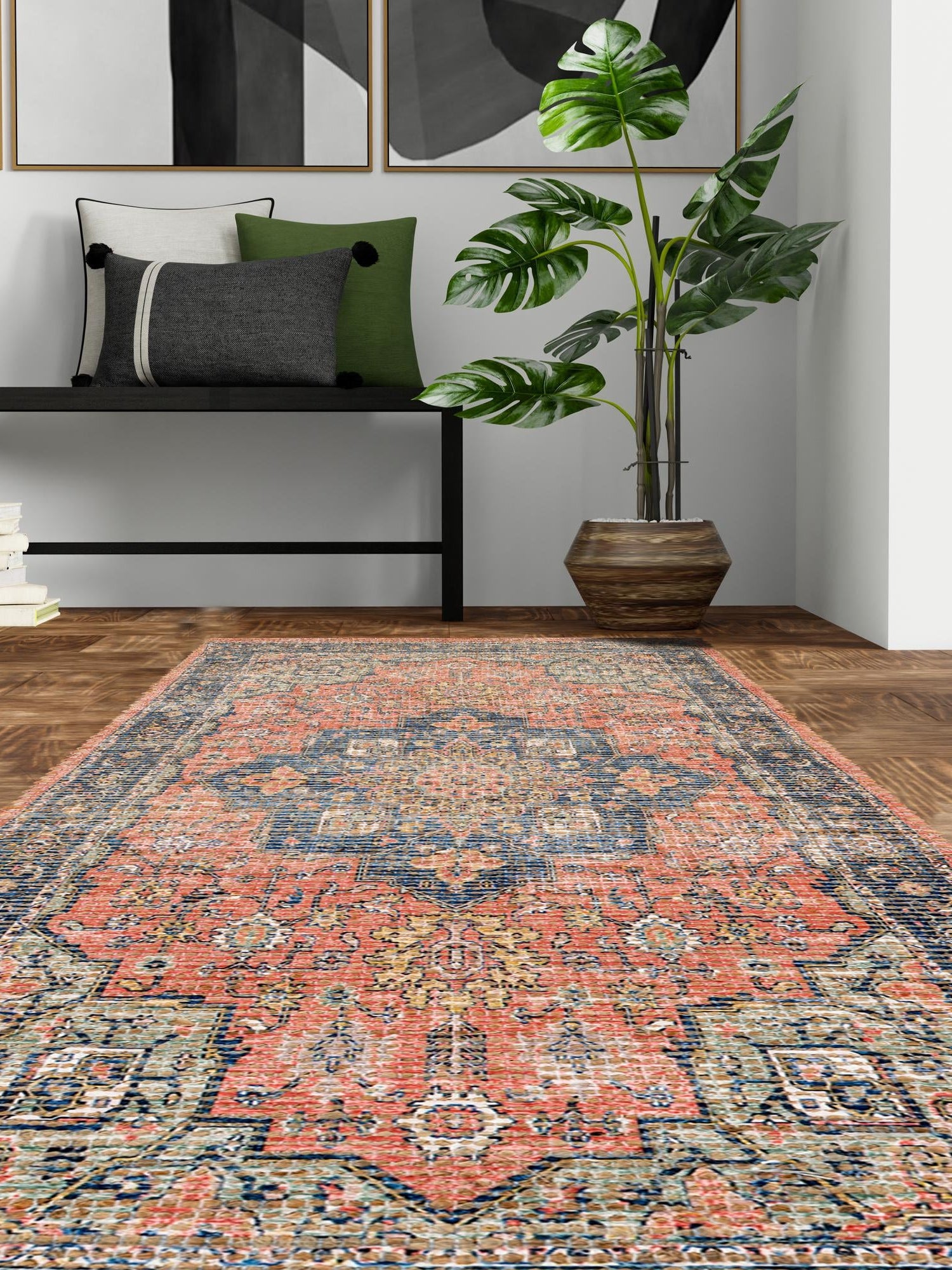 Antique Red 2' 2 x 6' 1 Chenille Jute Runner Area Rug Vintage Distressed Boho All Natural Eco-Friendly Sustainable Carpet for Living Dining Office Dorm Rooms for Sale at Rug Engine