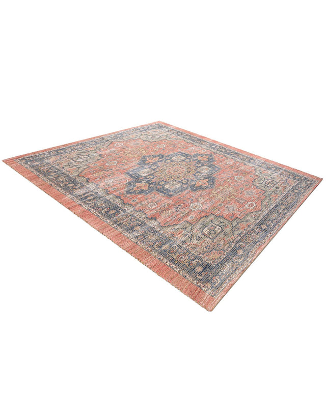 Antique Red 7' 10 x 7' 10 Chenille Jute Square Area Rug Vintage Distressed Boho All Natural Eco-Friendly Sustainable Carpet for Living Dining Office Dorm Rooms for Sale at Rug Engine
