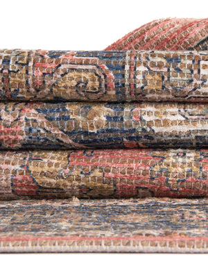 Antique Red 7' 10 x 7' 10 Chenille Jute Square Area Rug Vintage Distressed Boho All Natural Eco-Friendly Sustainable Carpet for Living Dining Office Dorm Rooms for Sale at Rug Engine