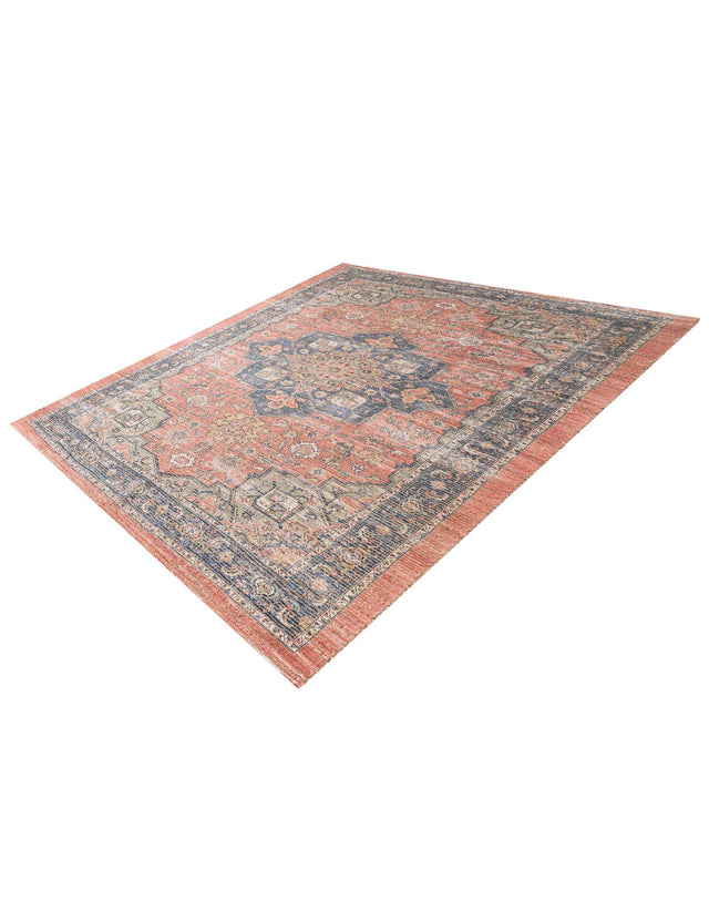 Antique Red 7' 10 x 7' 10 Chenille Jute Square Area Rug Vintage Distressed Boho All Natural Eco-Friendly Sustainable Carpet for Living Dining Office Dorm Rooms for Sale at Rug Engine