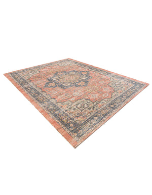 Antique Red 7' 10 x 10' Chenille Jute Rectangle Area Rug Vintage Distressed Boho All Natural Eco-Friendly Sustainable Carpet for Living Dining Office Dorm Rooms for Sale at Rug Engine