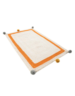 White 2' x 3' 1 Kids Braided Jute Rectangle Rug