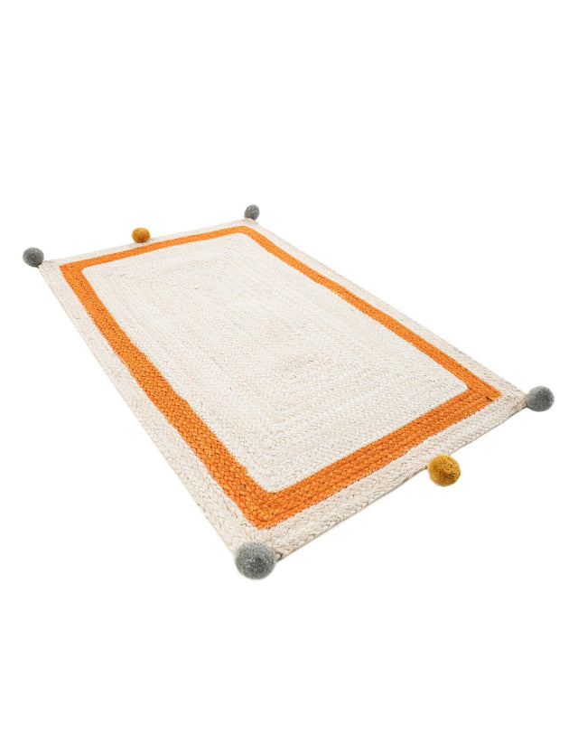 White 2' x 3' 1 Kids Braided Jute Rectangle Rug