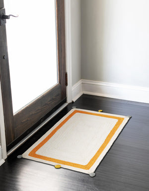White 2' x 3' 1 Kids Braided Jute Rectangle Rug