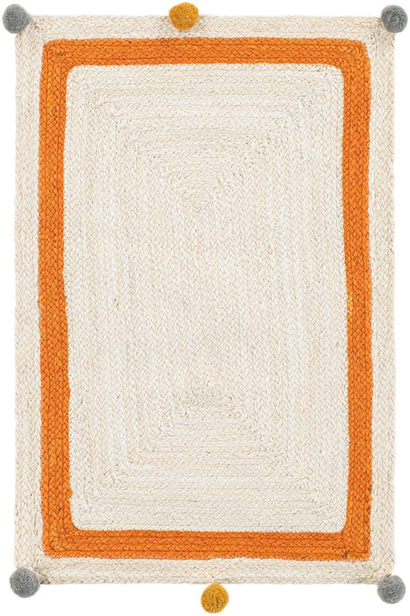 White 2' x 3' 1 Kids Braided Jute Rectangle Rug