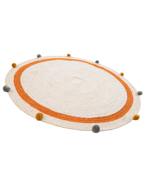 White 4' 1 x 4' 1 Kids Braided Jute Round Rug