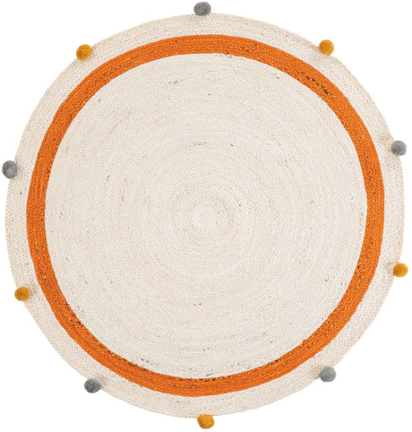 White 4' 1 x 4' 1 Kids Braided Jute Round Rug