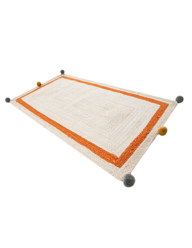 White 2' x 4' 1 Kids Braided Jute Runner Rug