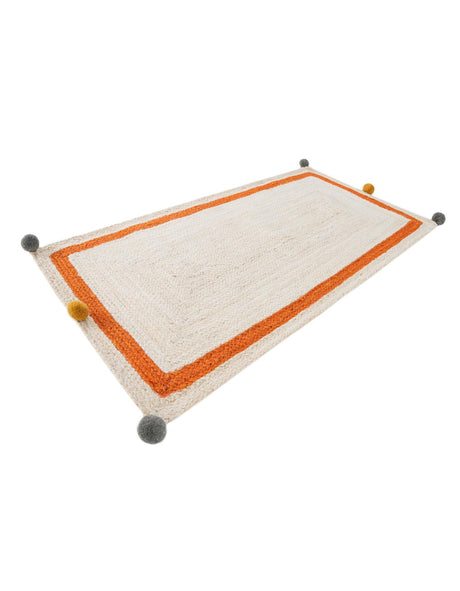 White 2' x 4' 1 Kids Braided Jute Runner Area Rug for Baby Nursery, Toddler Playroom,  Bedrooms All Natural Eco-Friendly Sustainable Carpet for Sale at Rug Engine