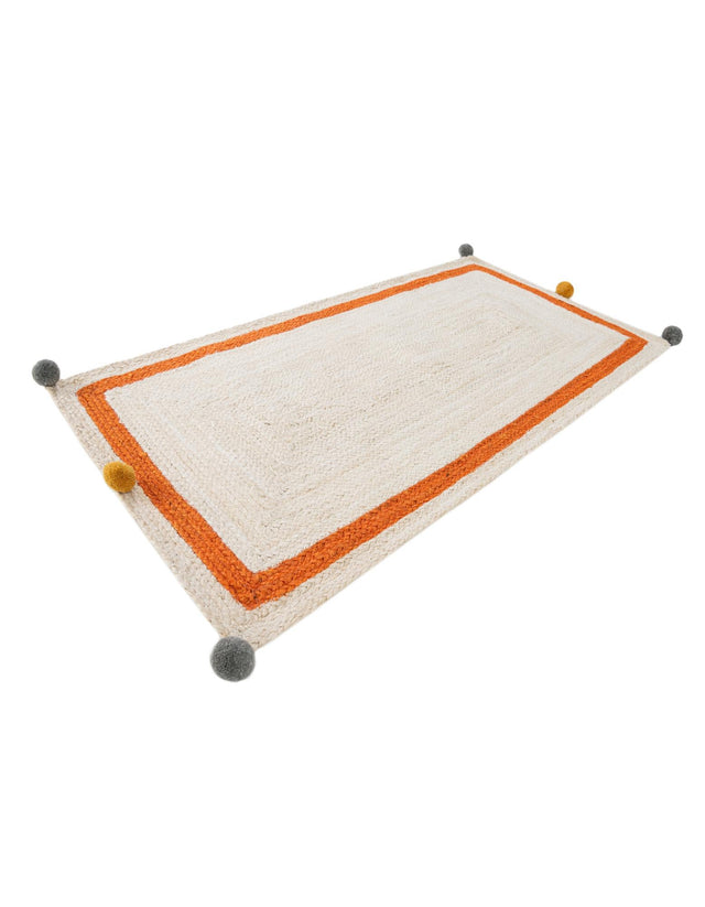 White 2' x 4' 1 Kids Braided Jute Runner Rug